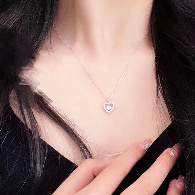 Dây Chuyền Bạc Cao Cấp - Trái Tim Pha Lê Trắng (AO)