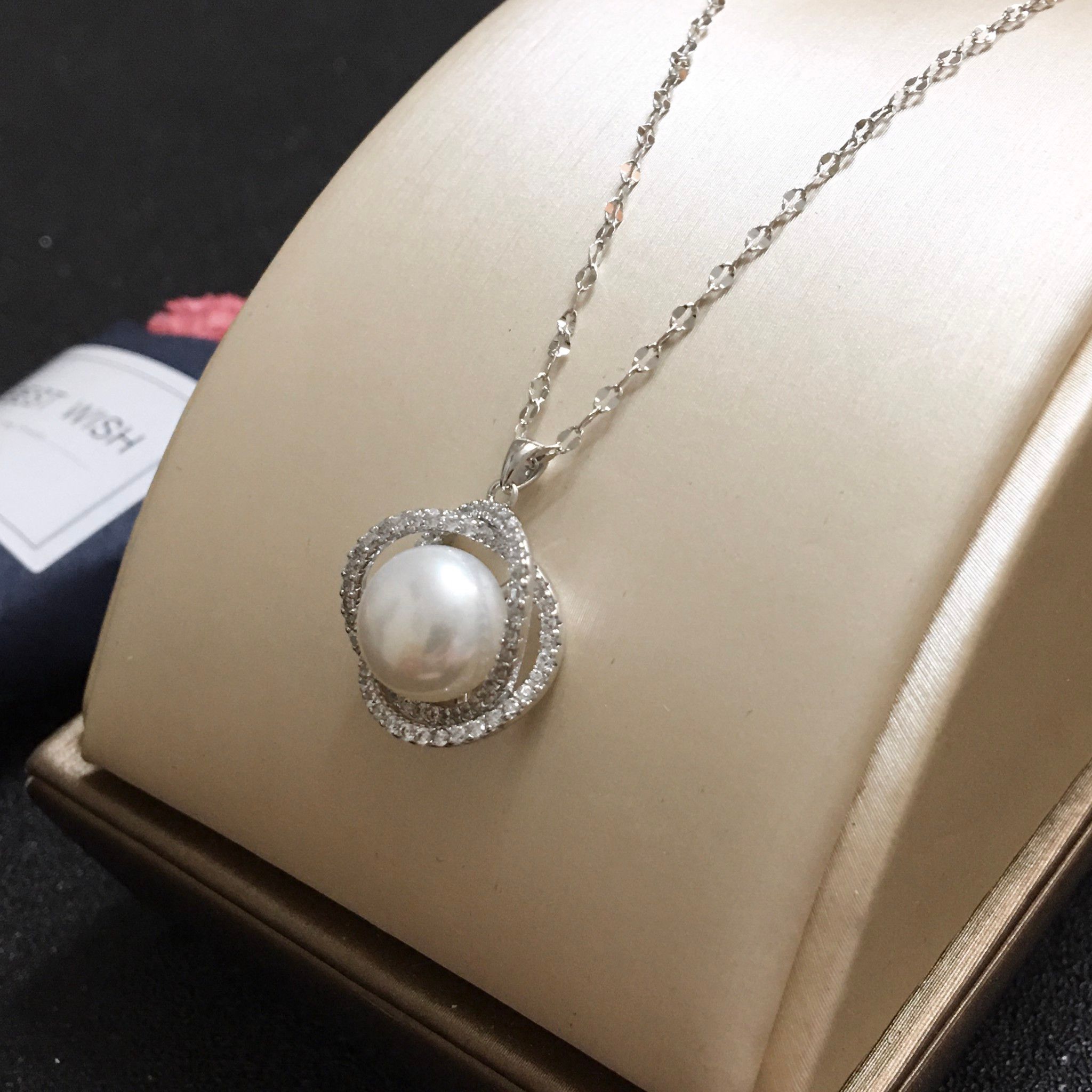 Dây Chuyền Bạc Cao Cấp - Hoa Ngọc Trai & Pha Lê (AZ)