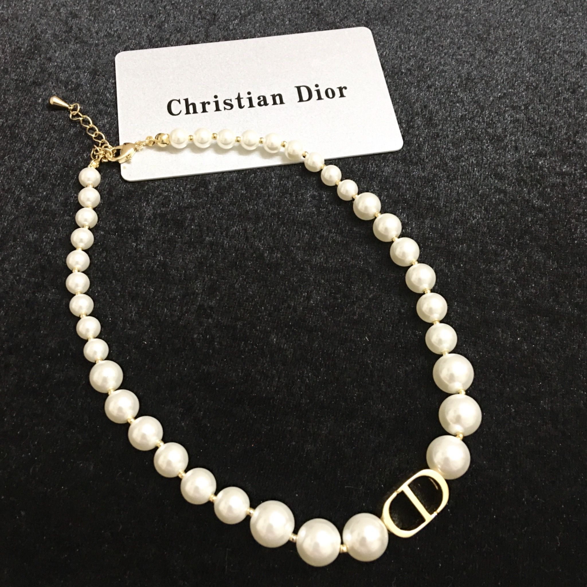 Bộ Trang Sức Dior Vàng - Vòng cổ Choker & Vòng Tay Ngọc Trai Quý Phái