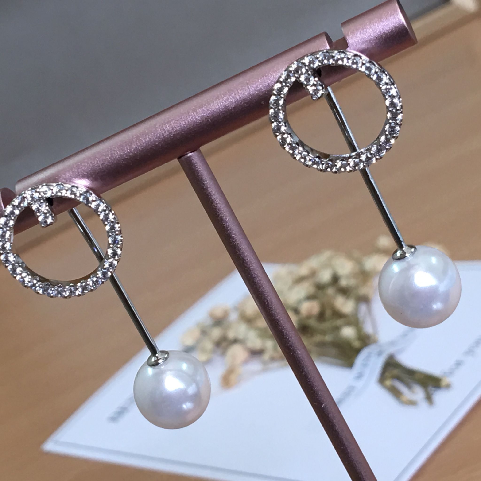BÔNG TAI VÒNG TRÒN PHA LÊ & HẠT NGỌC - AF ( 3 KIỂU ĐEO )