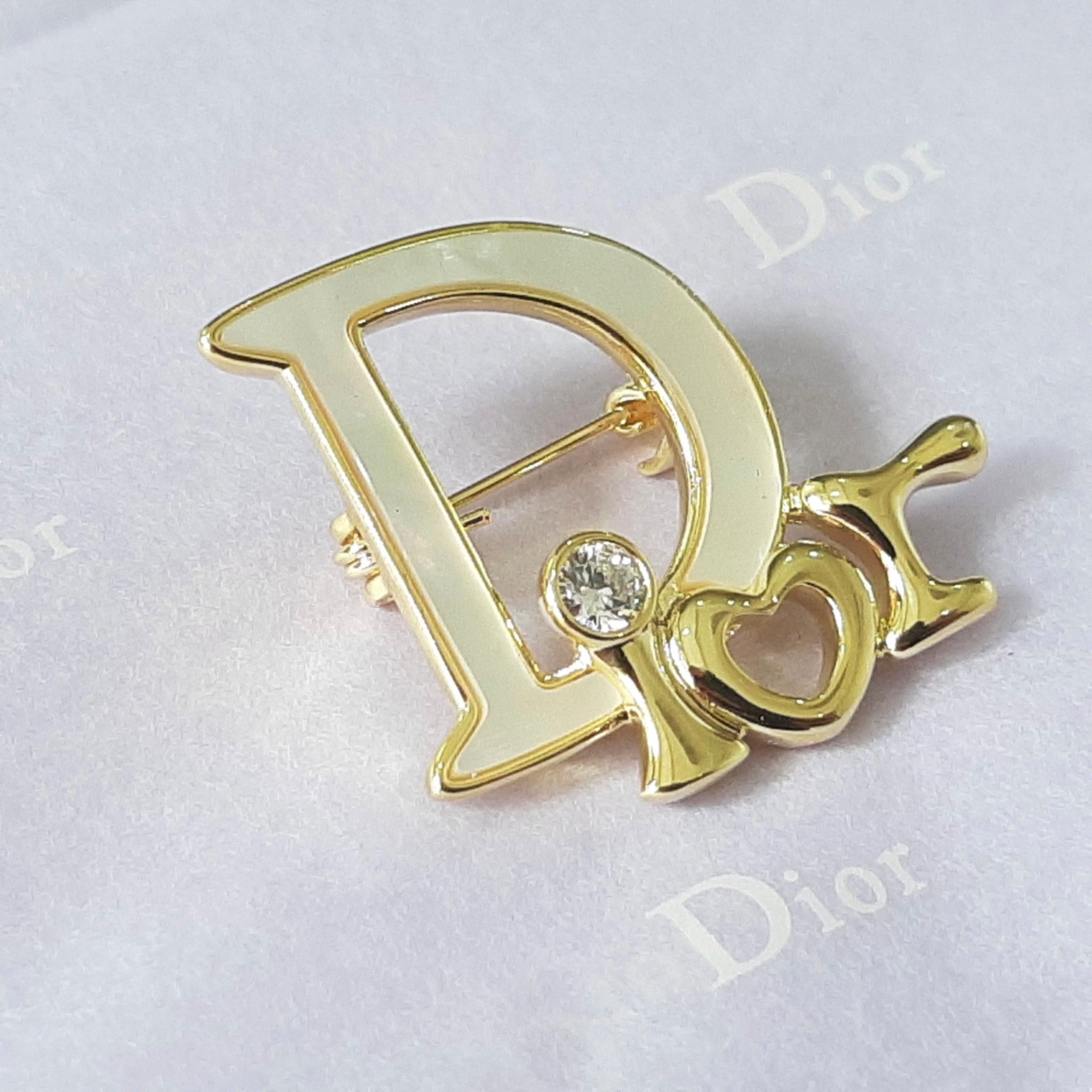 Cài Áo Nam, Nữ - Dior Màu Vàng Pha Lê & Vỏ Trai Thiên Nhiên