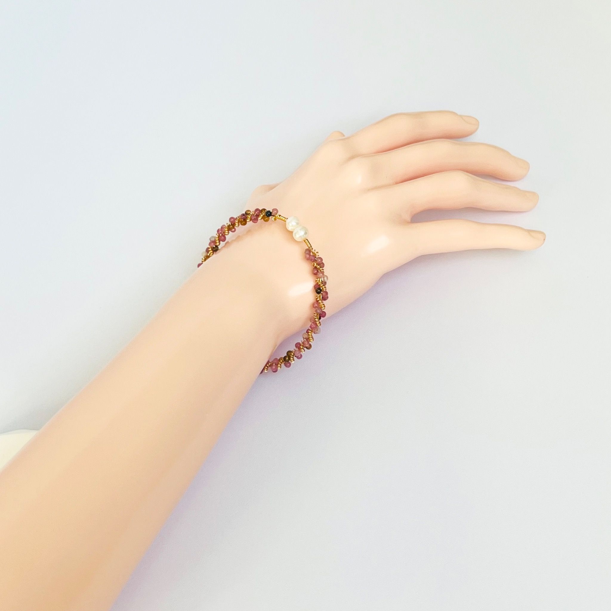 Vòng Tay Phong Thuỷ Cao Cấp - Đá Tourmaline Cầu Vòng & Ngọc Trai Thiên Nhiên