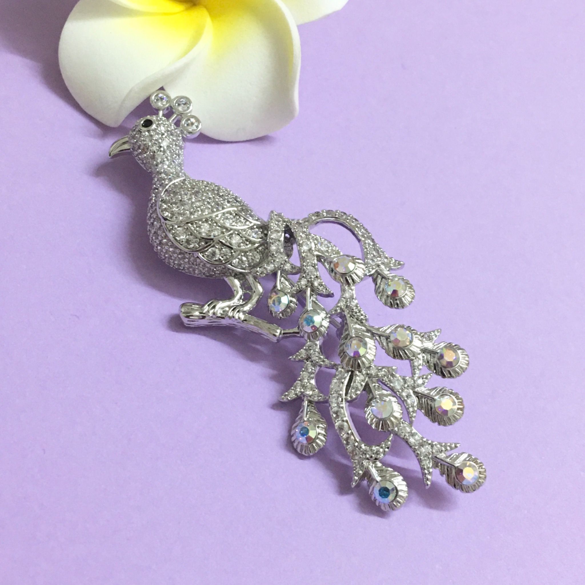 Cài Áo - Con Phượng Hoàng Pha Lê Trắng Sang Trọng (AB)