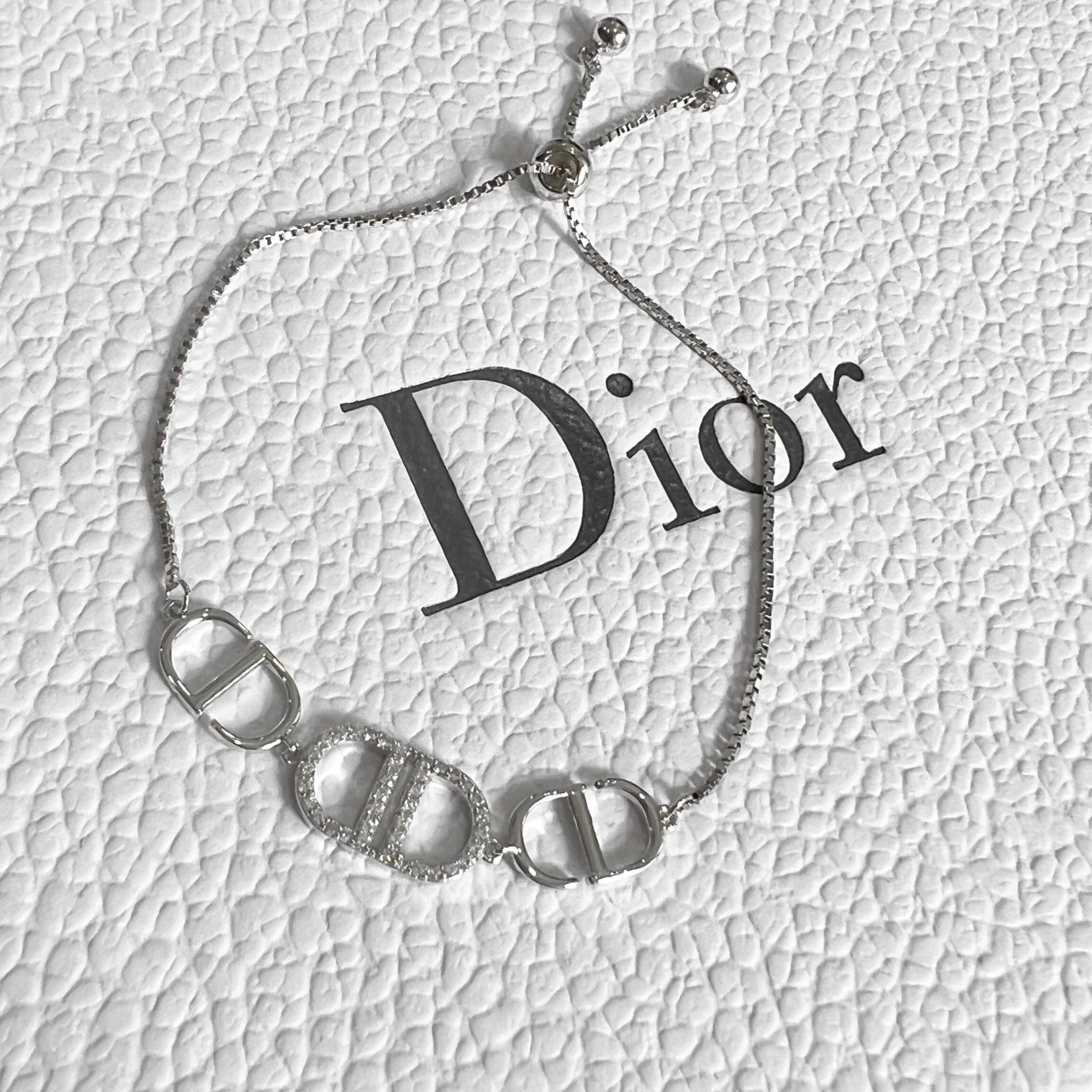 Vòng Tay Dior Dây Rút Pha Lê Trắng (AB)