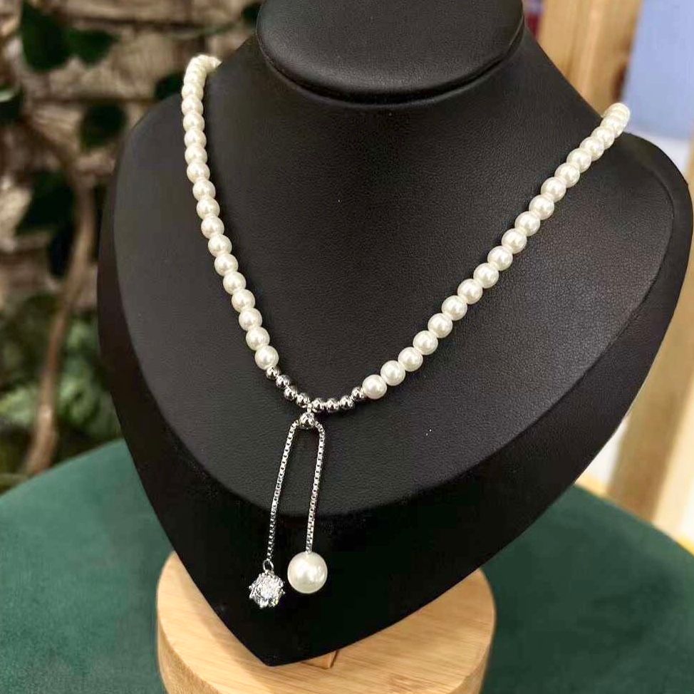 Dây Chuyền Ngắn - Choker Ngọc Trai & Pha Lê Trắng Tinh Tế (AP)