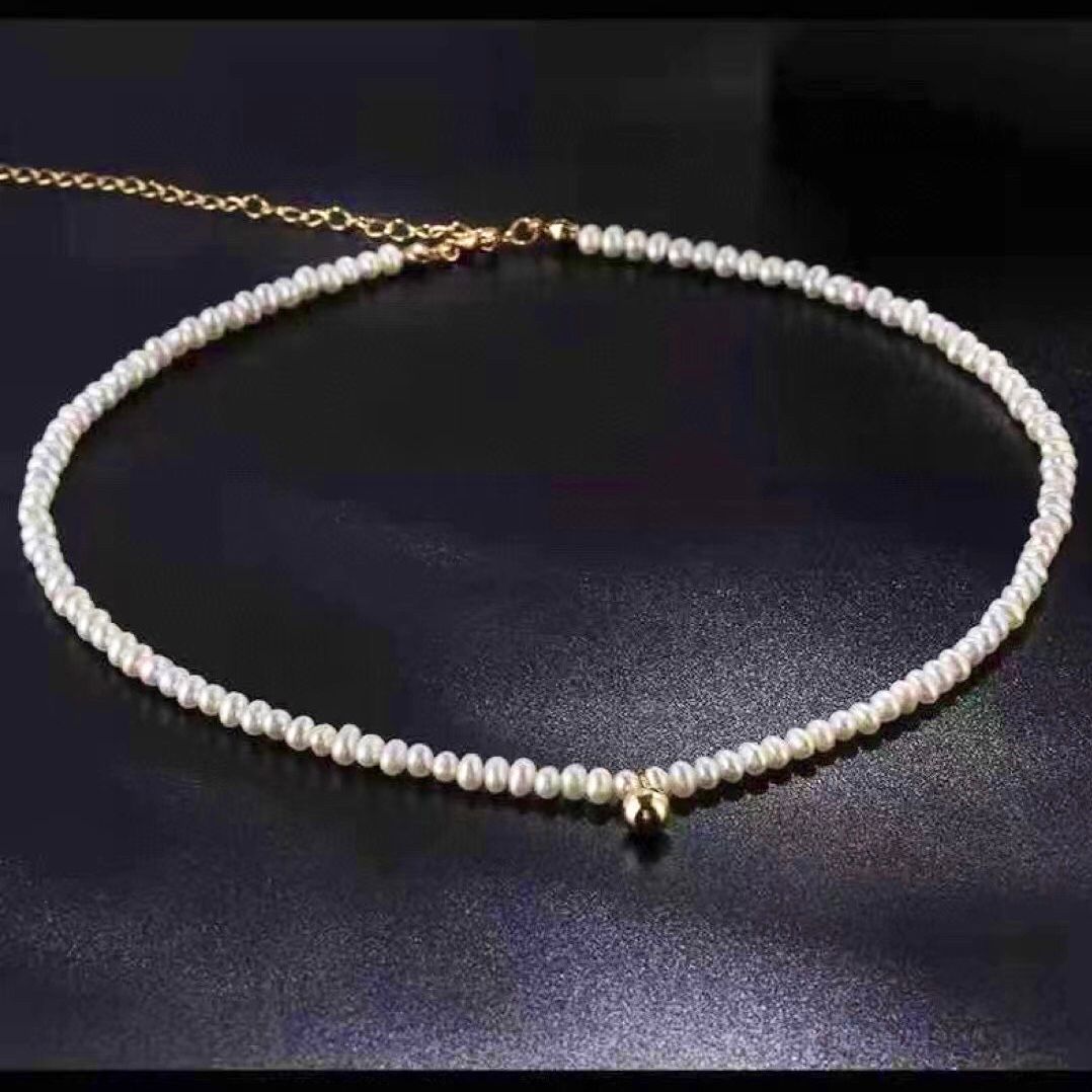 Dây Chuyền Ngắn - Choker Vàng Chuỗi Ngọc Trai Nước Ngọt Sang Trọng (AA)