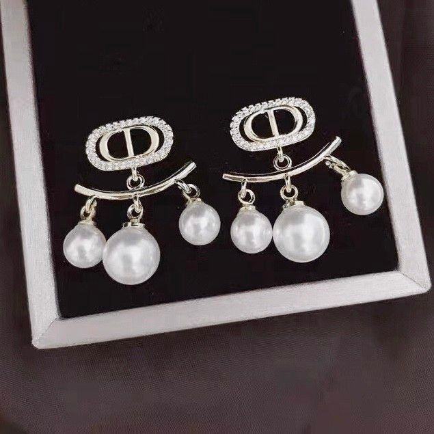 Bộ Trang Sức Dior Trắng - Vòng cổ Choker & Bông Tai Ngọc Trai Quý Phái (AB)