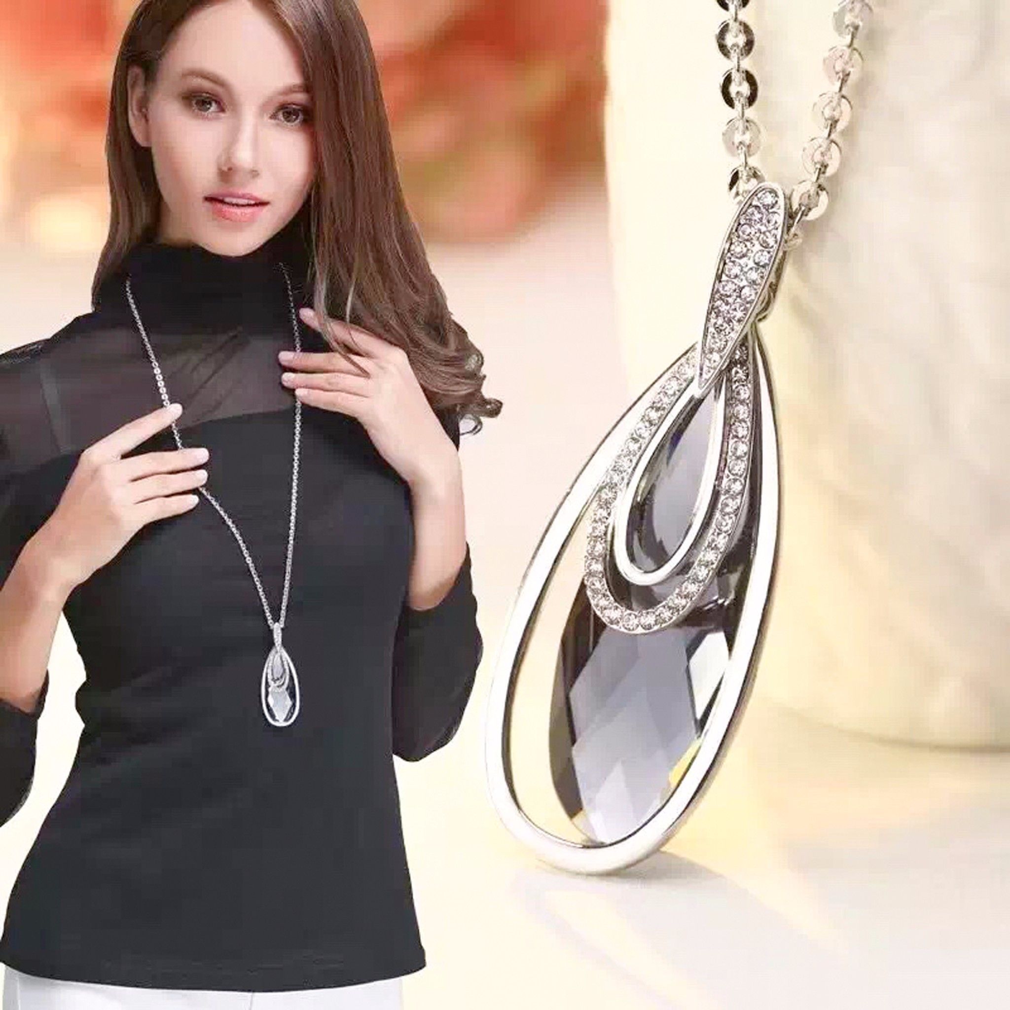 DÂY CHUYỀN DÀI CAO CẤP - GIỌT NƯỚC PHA LÊ (AB)