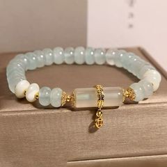 Vòng Tay Phong Thuỷ Cao Cấp - Đá Aquamarine Xanh & Thạch Anh Trắng Tự Nhiên