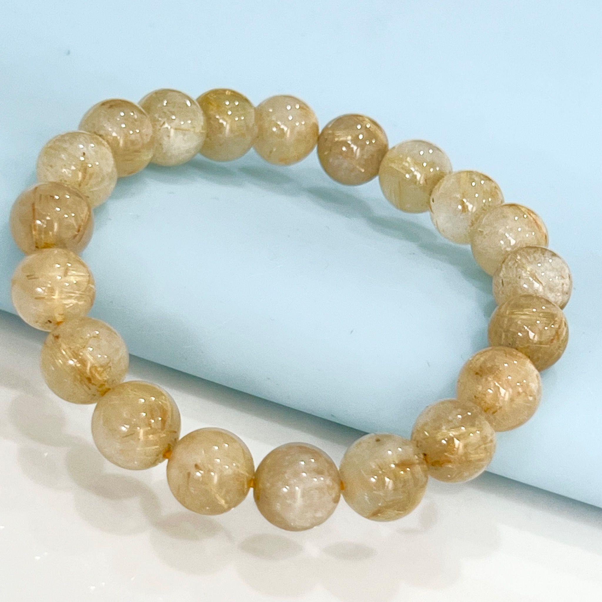 Vòng Tay Phong Thuỷ Cao Cấp - Đá Thạch Anh Tóc Vàng 10.5mm Tự Nhiên (AB)