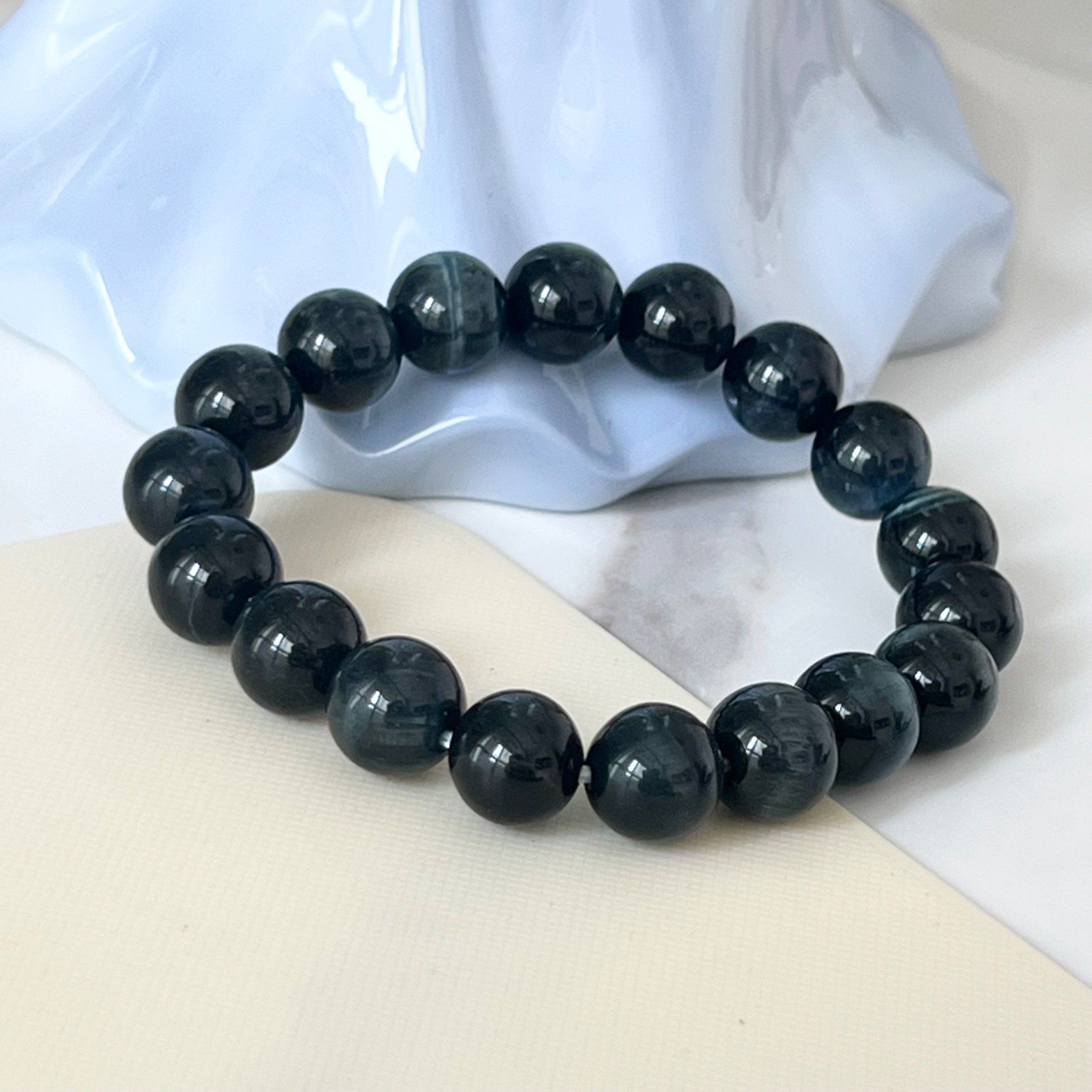 Vòng Tay Phong Thuỷ Cao Cấp - Đá Mắt Hổ Xanh Đen 10mm Tự Nhiên (AB)