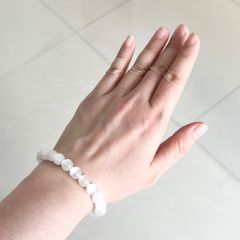 Vòng Tay Phong Thuỷ Cao Cấp - Đá Mắt Mèo Trắng 8mm Tự Nhiên