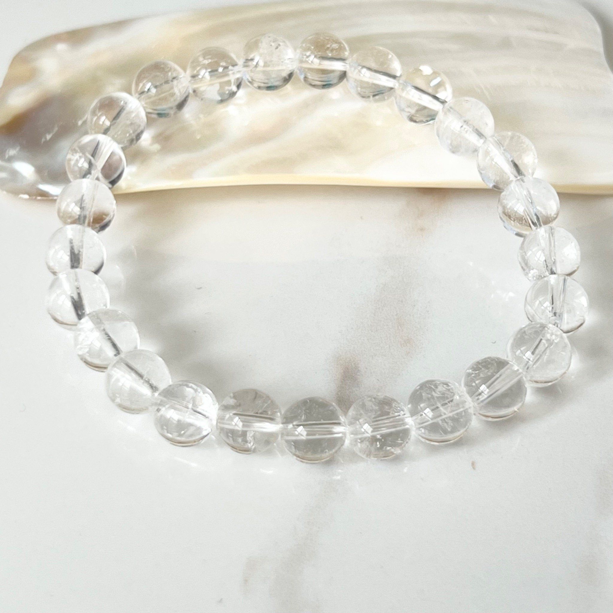 Vòng Tay Phong Thuỷ Cao Cấp - Đá Thạch Anh Trắng 8mm Tự Nhiên (AB)
