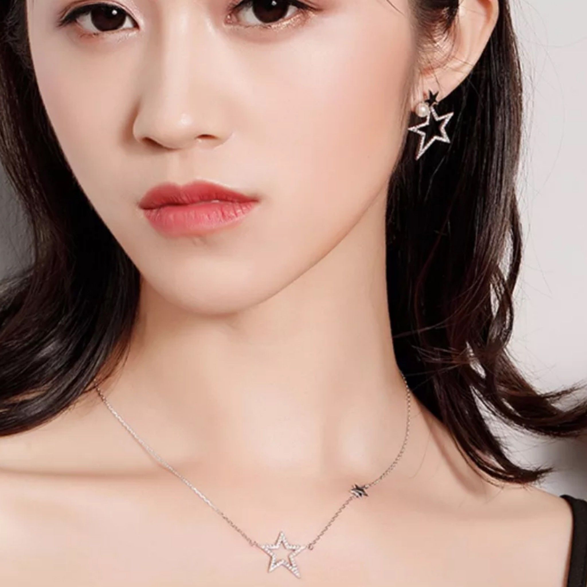 DÂY CHUYỀN BẠC CAO CẤP - 2 NGÔI SAO PHA LÊ (AA)