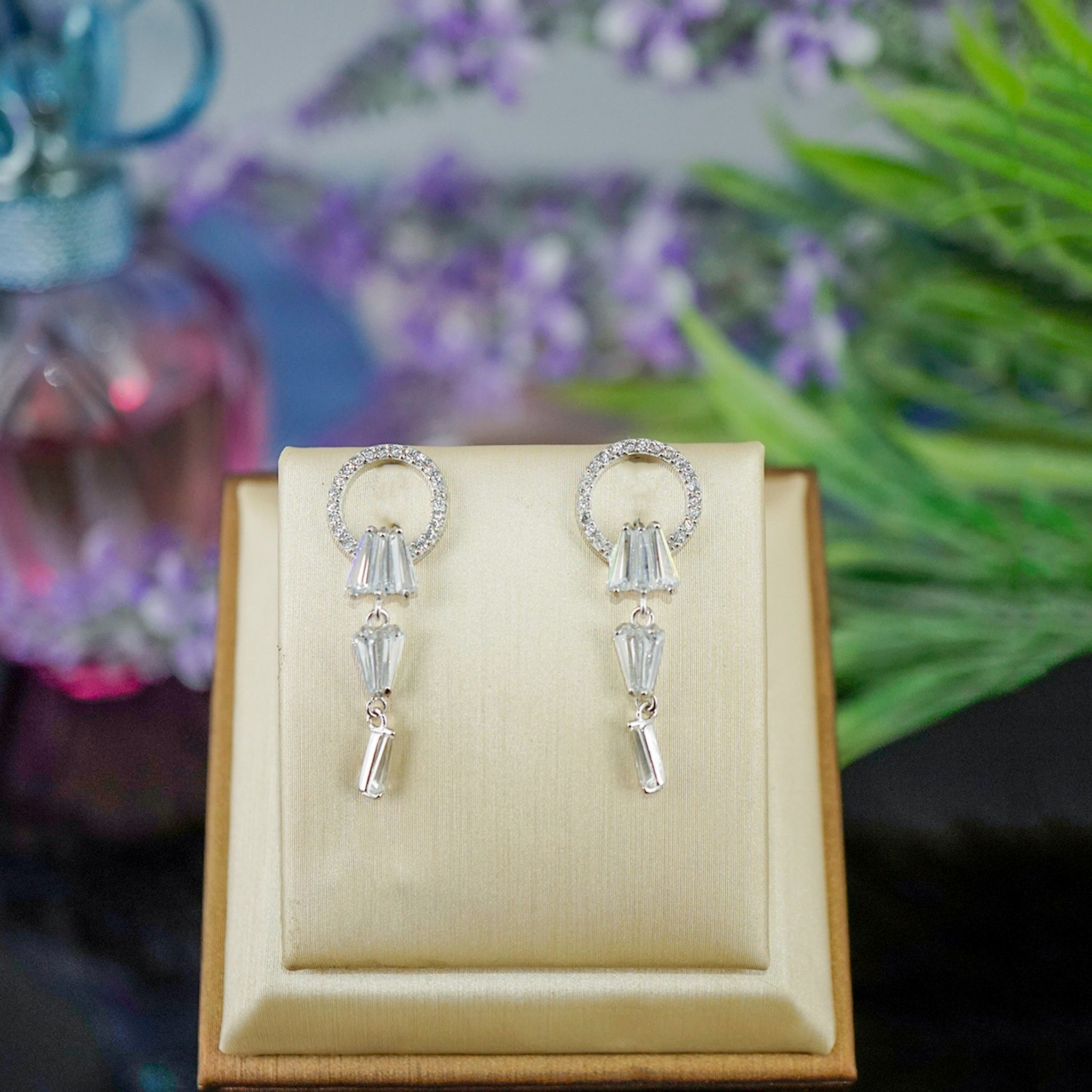 BÔNG TAI BẠC CAO CẤP - VÒNG TRÒN PHA LÊ (AQ)