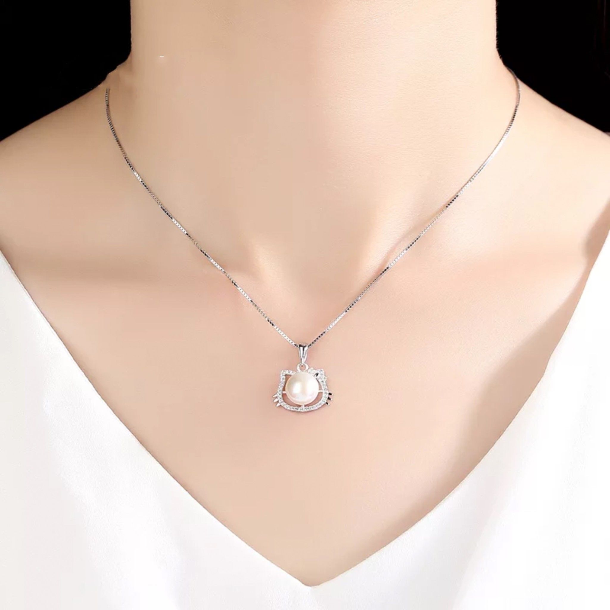 DÂY CHUYỀN BẠC CAO CẤP - MÈO KITTY DỄ THƯƠNG (AA)