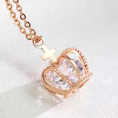 Dây Chuyền Ngắn - Vương Miện Màu Vàng Hồng Pha Lê Trắng