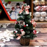  Cây thông trang trí Noel nhỏ gắn nơ, trái thông, trái châu 