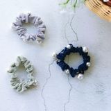  Dây buộc tóc scrunchies nhỏ đính ngọc trai 