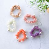  Dây buộc tóc scrunchies nhỏ đính ngọc trai 