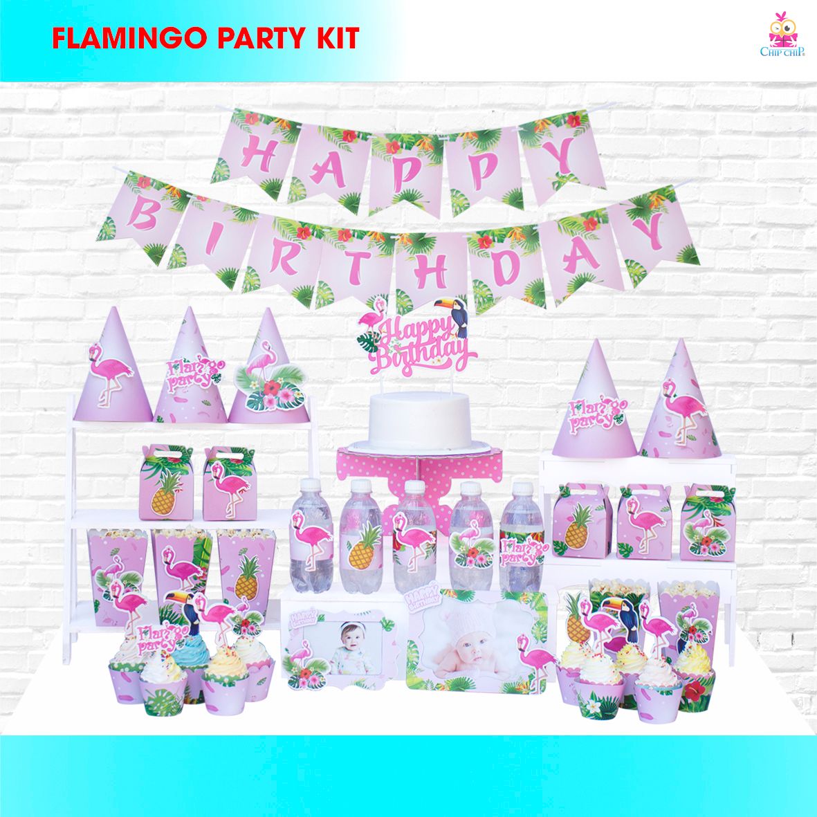  SET trang trí 3D FLAMINGO 