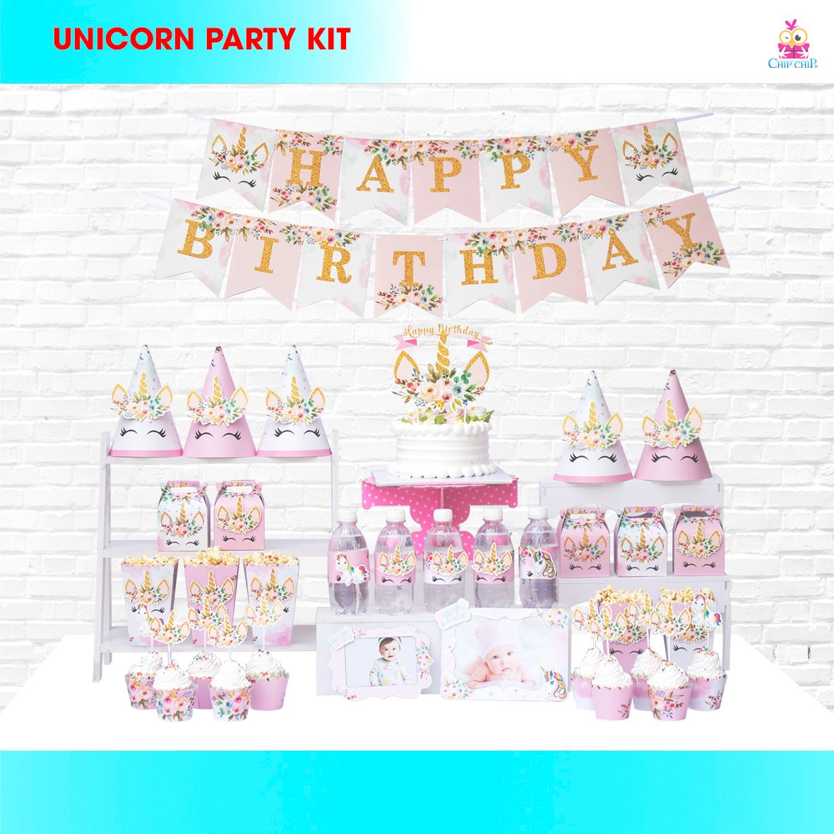  SET trang trí 3D UNICORN 