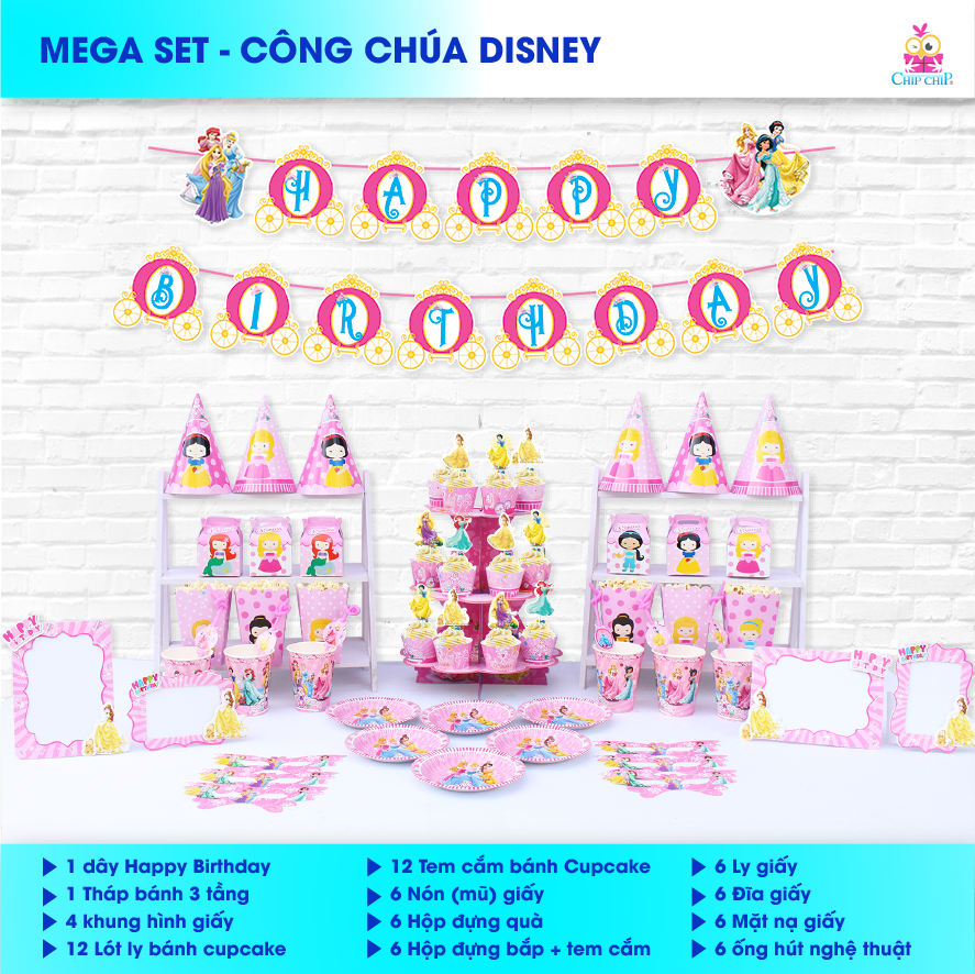  SET trang trí CÔNG CHÚA DISNEY 