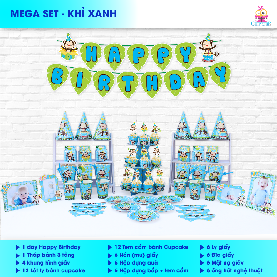  SET trang trí KHỈ XANH 