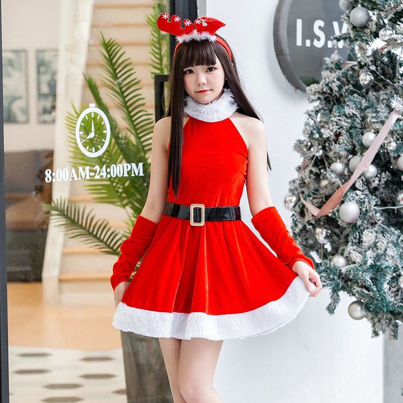 Váy noel cổ yếm trang phục Noel người lớn