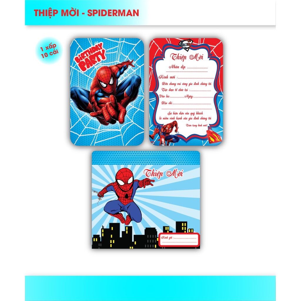  Thiệp Mời Spiderman Đỏ 