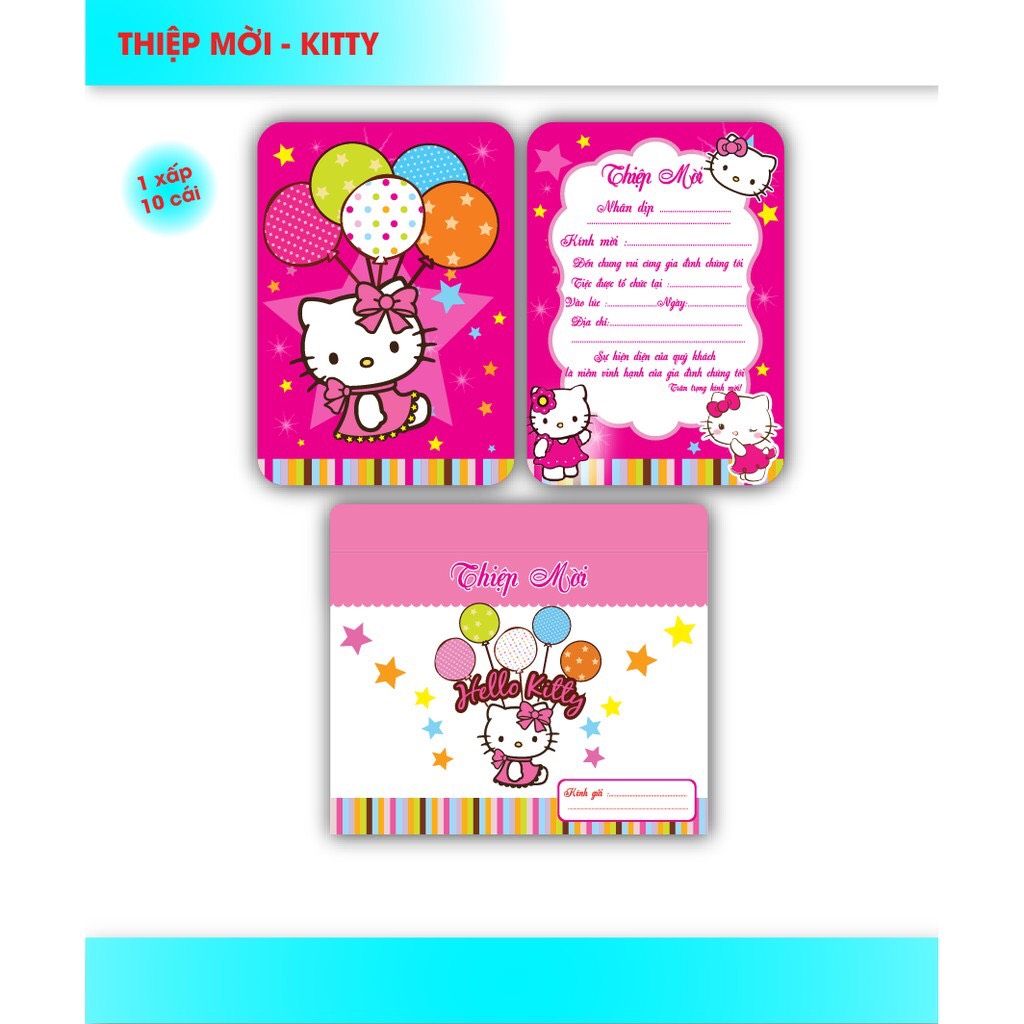  Thiệp mời Hello Kitty hồng 