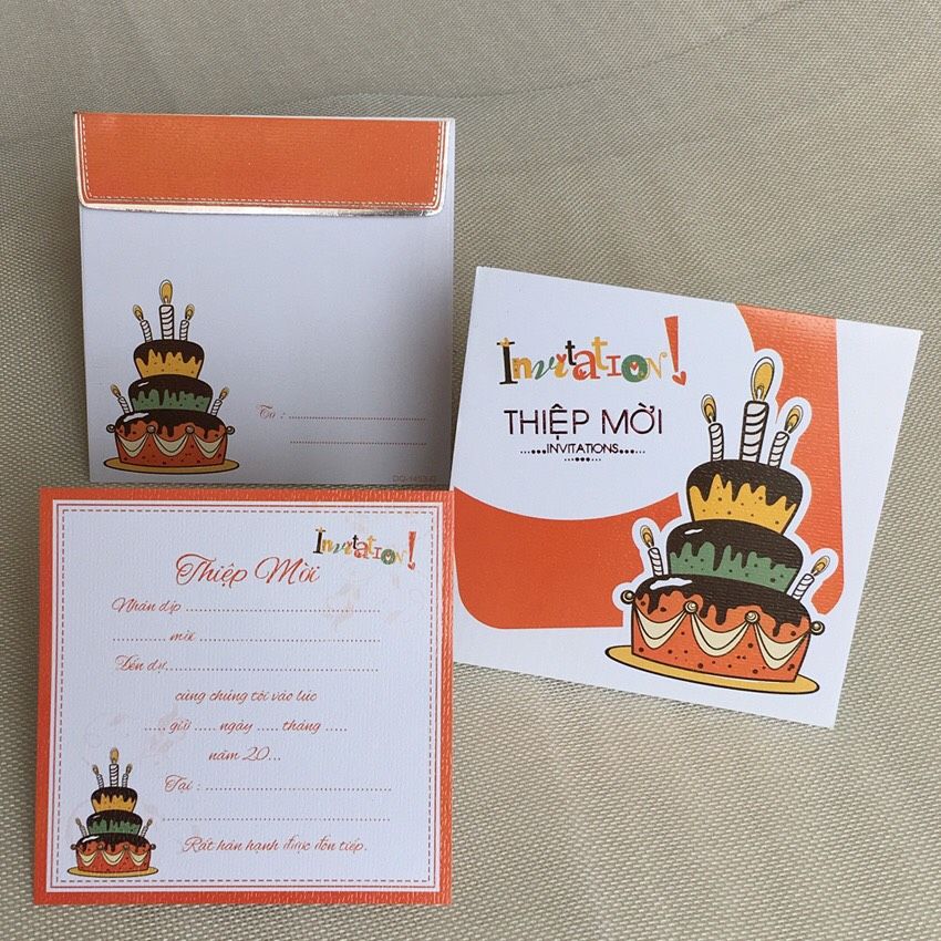  Thiệp Mời Vuông Invitations Bánh Sinh Nhật 