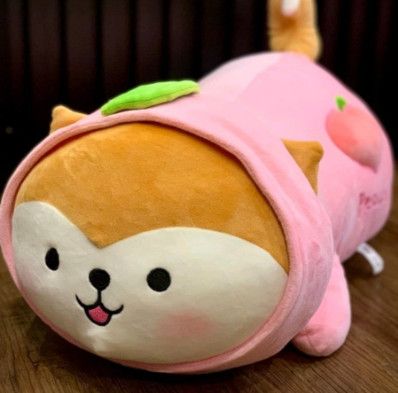  Gối Ôm Chó Hồng Nằm Áo Peach Size 50cm 