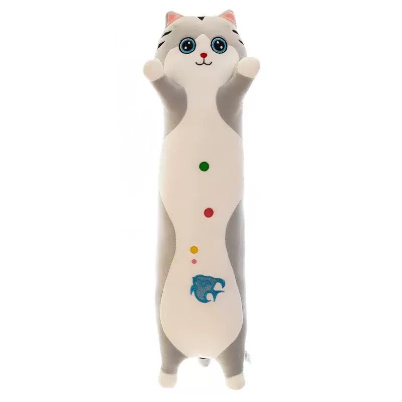Gối Ôm Mèo Bụng Xương Cá Màu Xám Size 60cm - Chipchipshop