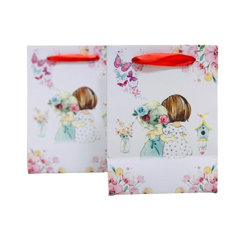 Túi Giấy 2 Bé Gái Màu Hồng( Size 15x20x10cm) - Chipchipshop