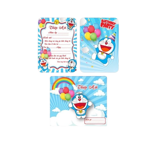 Thiệp Mời Sinh Nhật Doraemon Xanh (1 xấp 10 thiệp)- Chipchipshop