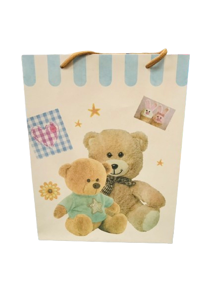Túi Giấy Quai Xách 2 Gấu Teddy Ngồi Size 28x21x10cm - Chipchipshop
