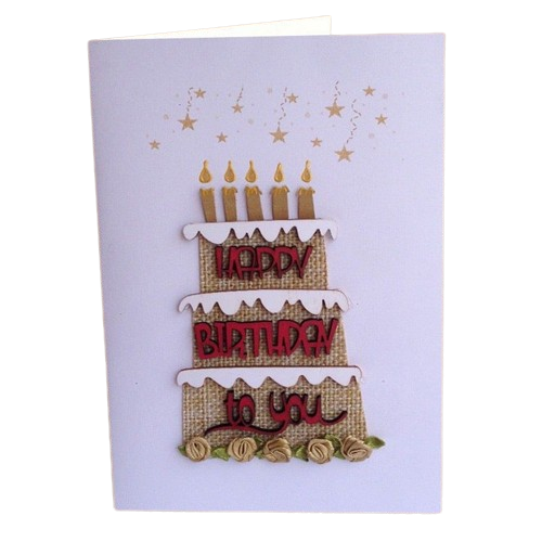 Thiệp HappyBirthday Bánh Kem 3 Tầng Chữ Đỏ - Chipchipshop