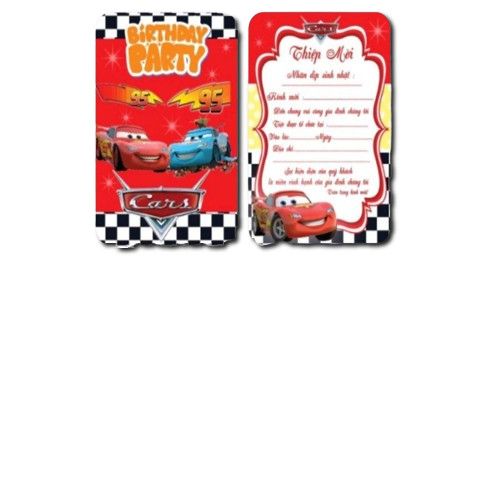 Thiệp Mời Sinh Nhật Mc Queen ( 1 xấp 10 thiệp) - Chipchipshop