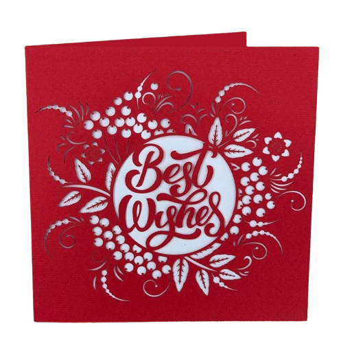 Thiệp Bestwishes Cắt Laser Đỏ - Chipchipshop
