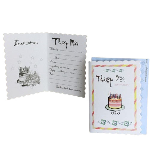 Thiệp Mời Vuông Răng Cưa Bánh Kem - Chipchipshop