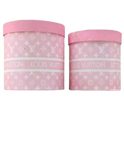 Hộp Qùa Trụ Tròn Cắm Hoa Mẫu Louis Vuitton Màu Hồng - Chipchipshop