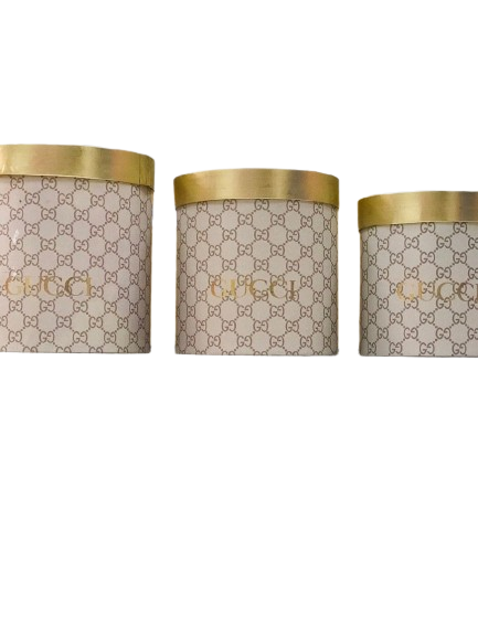 Hộp Qùa Trụ Tròn Cắm Hoa Mẫu GUCCI Màu Xám - Chipchipshop