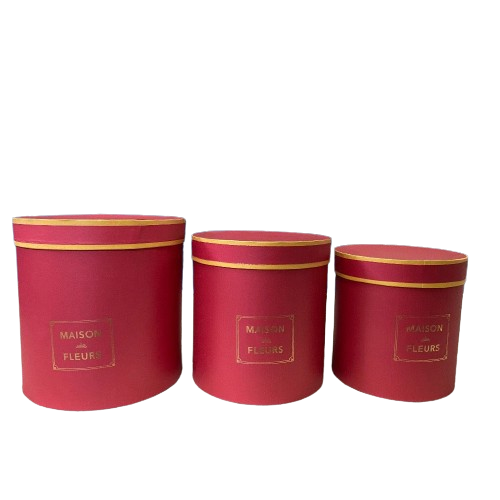 Hộp Qùa Trụ Tròn Cắm Hoa Mẫu MAISON & FLEURS Màu Đỏ - Chipchipshop