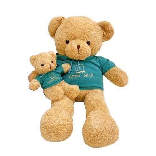Thú Bông Gấu Lông Chỉ Vàng Áo Màu Xanh Lá Superbear Size 30cm - Chipchipshop