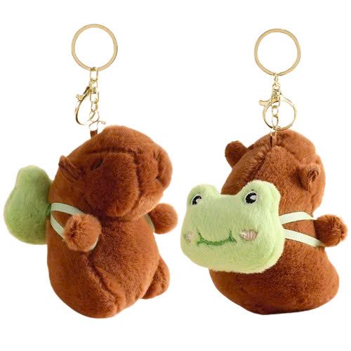 Móc Khóa Thú Bông Capybara Đeo Balo Ếch Xanh Size 12cm - Chipchipshop