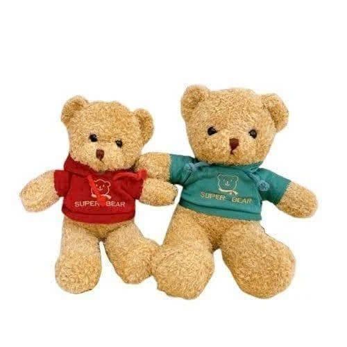 Thú Bông Gấu Lông Chỉ Vàng Áo Màu Đỏ Superbear Size 130cm - Chipchipshop