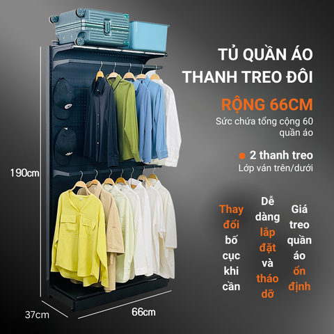 Kệ Tủ Quần Áo Module CloakBoard 9SPACE - Khung Sắt Tối Giản, Lưu Trữ Tiện Lợi