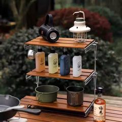 Kệ Gấp Đựng Đồ 3 Tầng Cho Nhà Bếp Cắm Trại Dã Ngoại BBQ Trong Nhà Ngoài Trời - Sử dụng tiện lợi, gấp gọn để mang đi