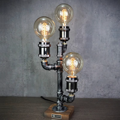 Đèn LED để bàn trang trí phong cách công nghiệp cổ điển 3 bóng đèn 9space